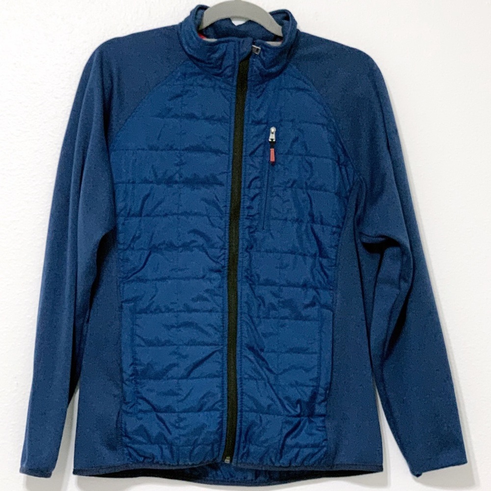 Orvis Full Zip Jacket Mixed Media True Blue Quilted Lightweight Mens Size M